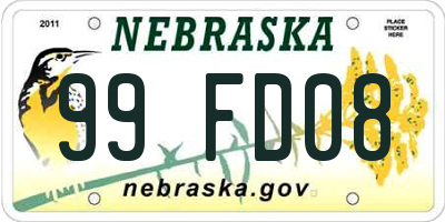 NE license plate 99FD08