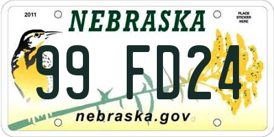 NE license plate 99FD24