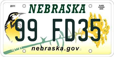 NE license plate 99FD35