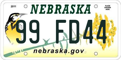 NE license plate 99FD44