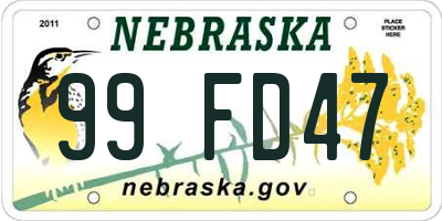 NE license plate 99FD47