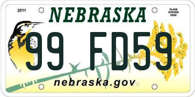 NE license plate 99FD59