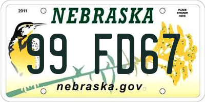 NE license plate 99FD67