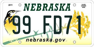 NE license plate 99FD71