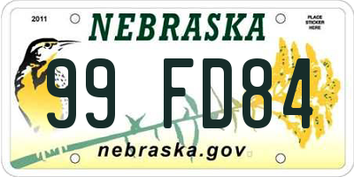 NE license plate 99FD84