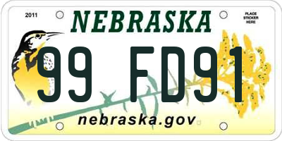 NE license plate 99FD91