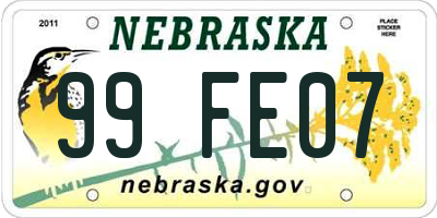 NE license plate 99FE07