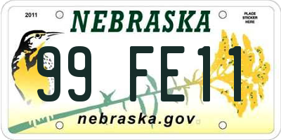 NE license plate 99FE11