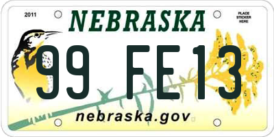 NE license plate 99FE13