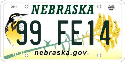 NE license plate 99FE14