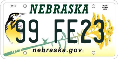 NE license plate 99FE23