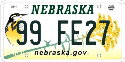 NE license plate 99FE27