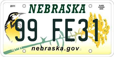 NE license plate 99FE31