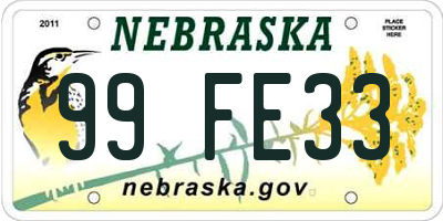 NE license plate 99FE33