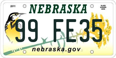 NE license plate 99FE35