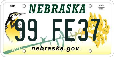 NE license plate 99FE37