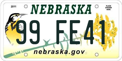NE license plate 99FE41