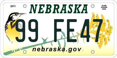 NE license plate 99FE47