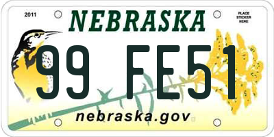 NE license plate 99FE51
