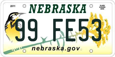 NE license plate 99FE53