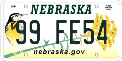 NE license plate 99FE54