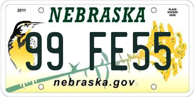 NE license plate 99FE55