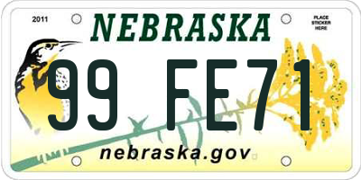 NE license plate 99FE71