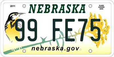 NE license plate 99FE75