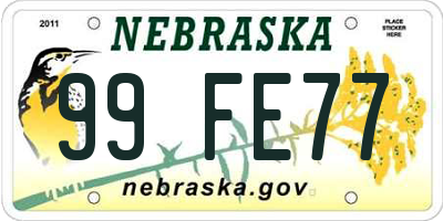NE license plate 99FE77
