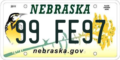NE license plate 99FE97