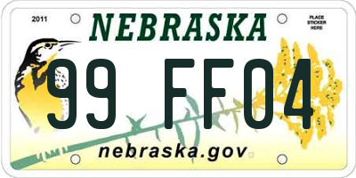 NE license plate 99FF04
