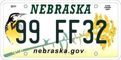 NE license plate 99FF32