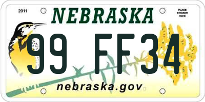 NE license plate 99FF34