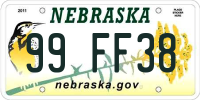 NE license plate 99FF38
