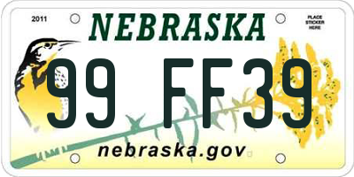 NE license plate 99FF39