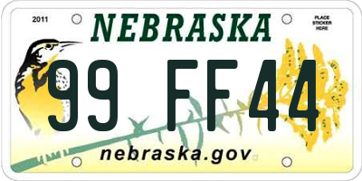 NE license plate 99FF44