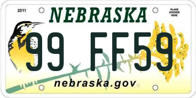 NE license plate 99FF59