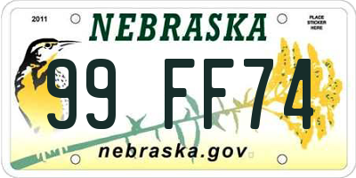 NE license plate 99FF74