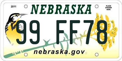 NE license plate 99FF78