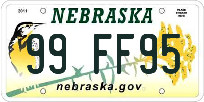 NE license plate 99FF95