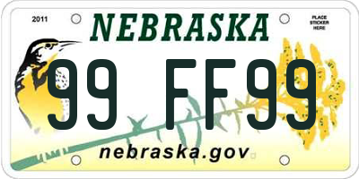 NE license plate 99FF99
