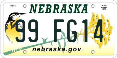 NE license plate 99FG14