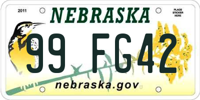 NE license plate 99FG42