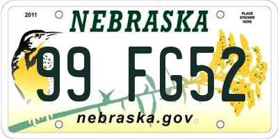 NE license plate 99FG52