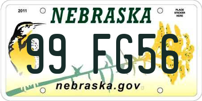 NE license plate 99FG56