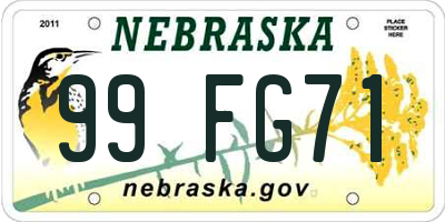 NE license plate 99FG71