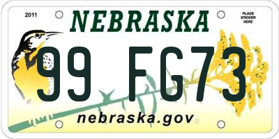 NE license plate 99FG73