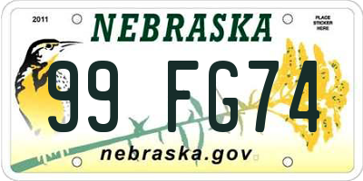 NE license plate 99FG74