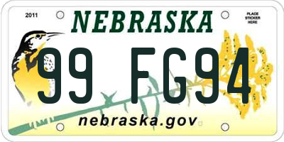 NE license plate 99FG94