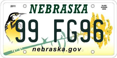NE license plate 99FG96